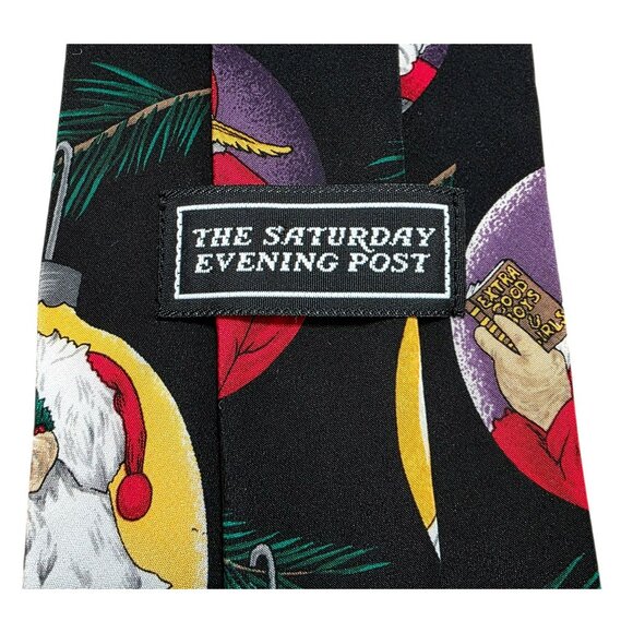 VTG Christmas Neck Tie Saturday Evening Post Santa Claus Ornament Silk Holiday - Picture 3 of 8